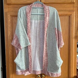 BUCKETLIST Pink & Gray Textured Fabric open front  cardigan size large